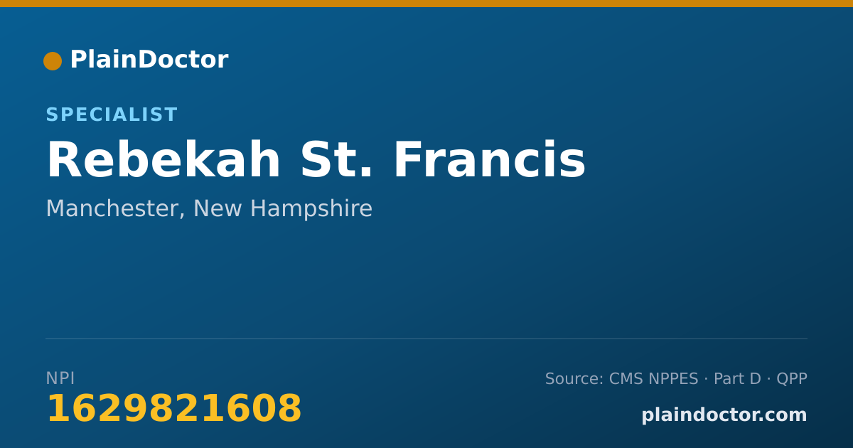Shareable card for Rebekah St. Francis - Specialist, Manchester, NH