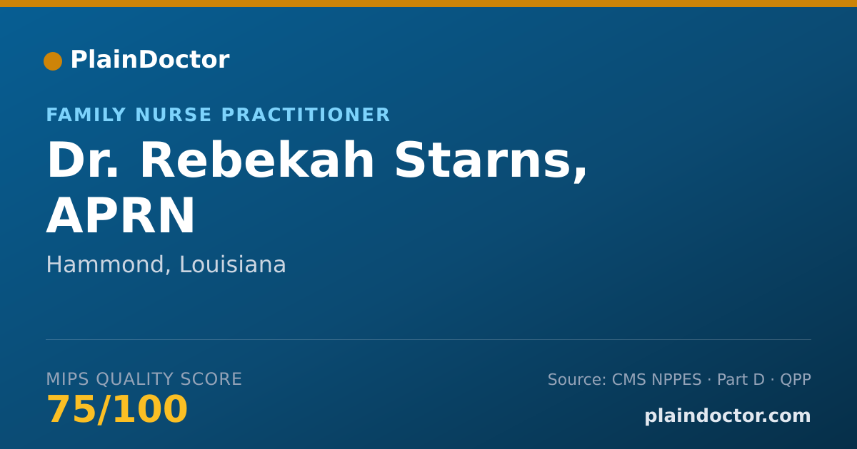 Shareable card for Rebekah Starns, APRN - Family Nurse Practitioner, Hammond, LA