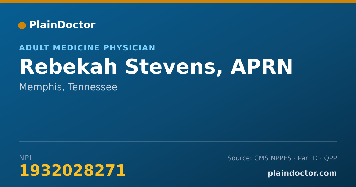 Shareable card for Rebekah Stevens, APRN - Adult Medicine Physician, Memphis, TN