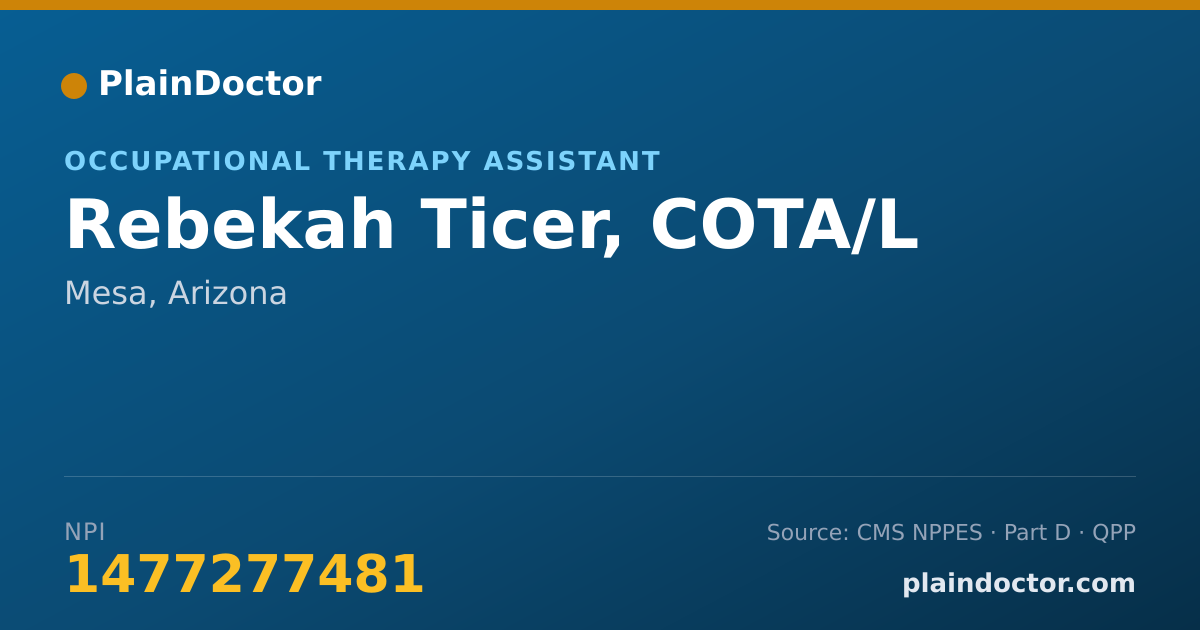 Shareable card for Rebekah Ticer, COTA/L - Occupational Therapy Assistant, Mesa, AZ