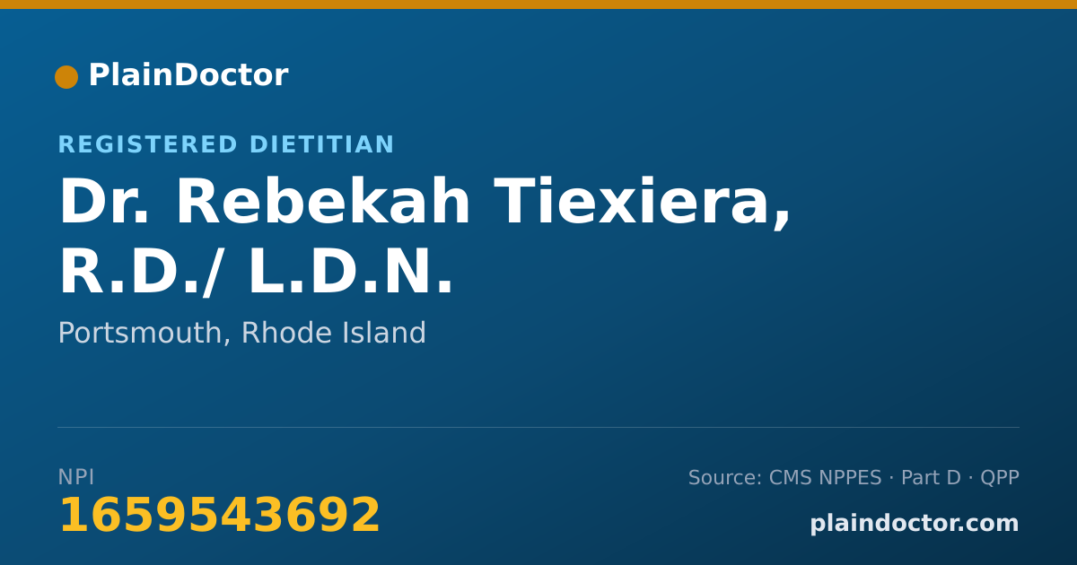 Shareable card for Rebekah Tiexiera, R.D./ L.D.N. - Registered Dietitian, Portsmouth, RI