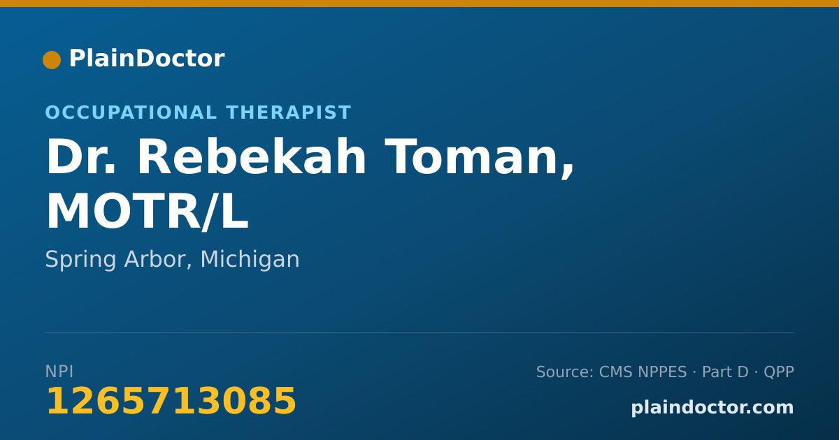 Shareable card for Rebekah Toman, MOTR/L - Occupational Therapist, Spring Arbor, MI