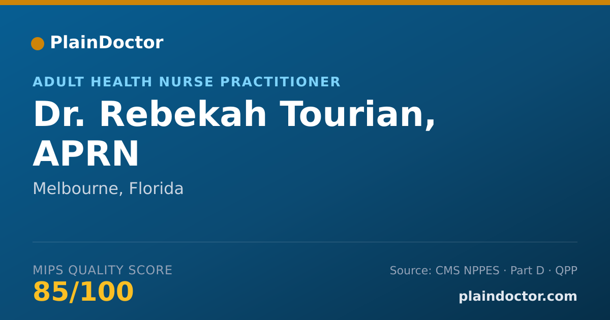 Shareable card for Rebekah Tourian, APRN - Adult Health Nurse Practitioner, Melbourne, FL