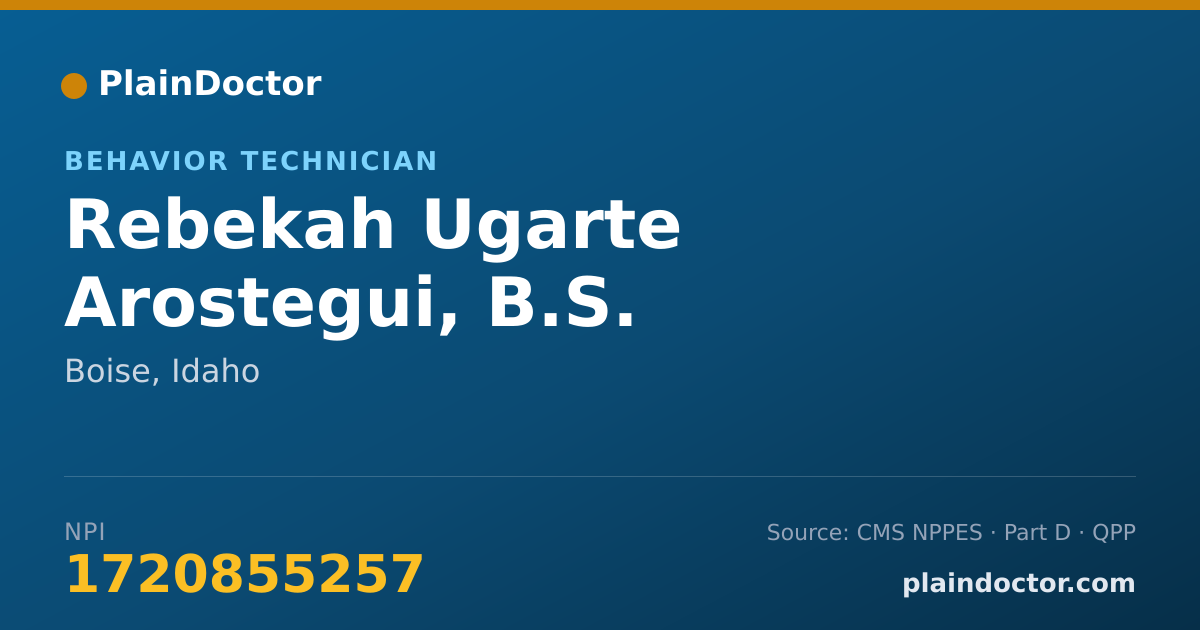 Shareable card for Rebekah Ugarte Arostegui, B.S. - Behavior Technician, Boise, ID