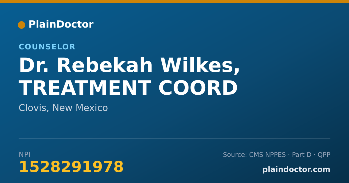 Shareable card for Rebekah Wilkes, TREATMENT COORD - Counselor, Clovis, NM