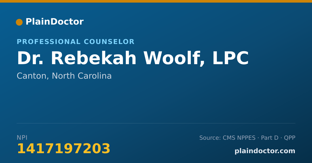 Shareable card for Rebekah Woolf, LPC - Professional Counselor, Canton, NC