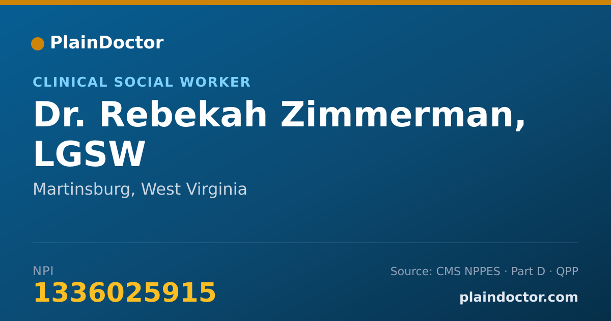 Shareable card for Rebekah Zimmerman, LGSW - Clinical Social Worker, Martinsburg, WV