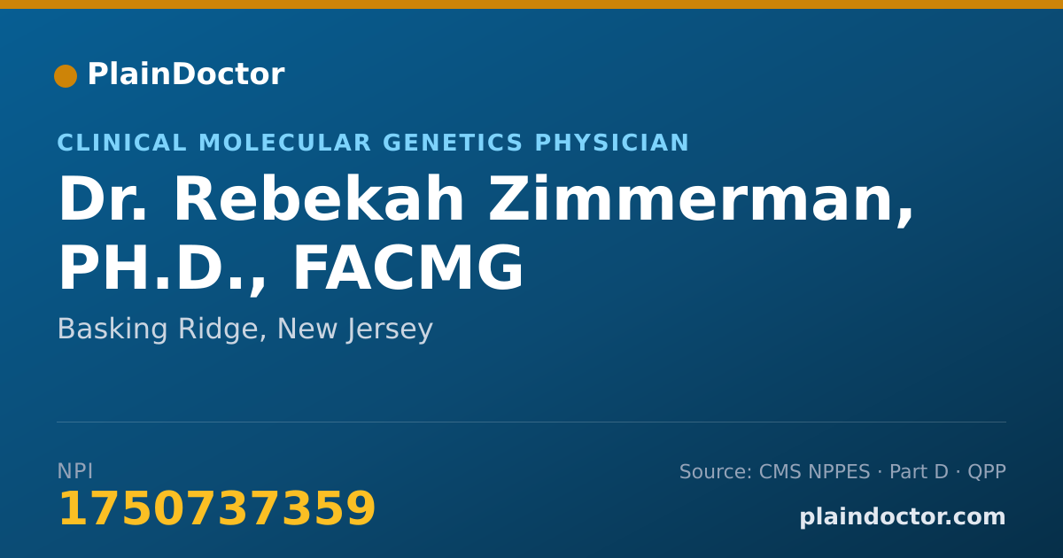 Shareable card for Rebekah Zimmerman, PH.D., FACMG - Clinical Molecular Genetics Physician, Basking Ridge, NJ