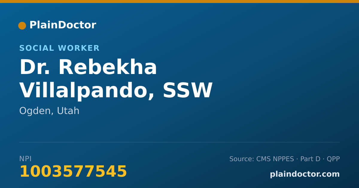Shareable card for Rebekha Villalpando, SSW - Social Worker, Ogden, UT
