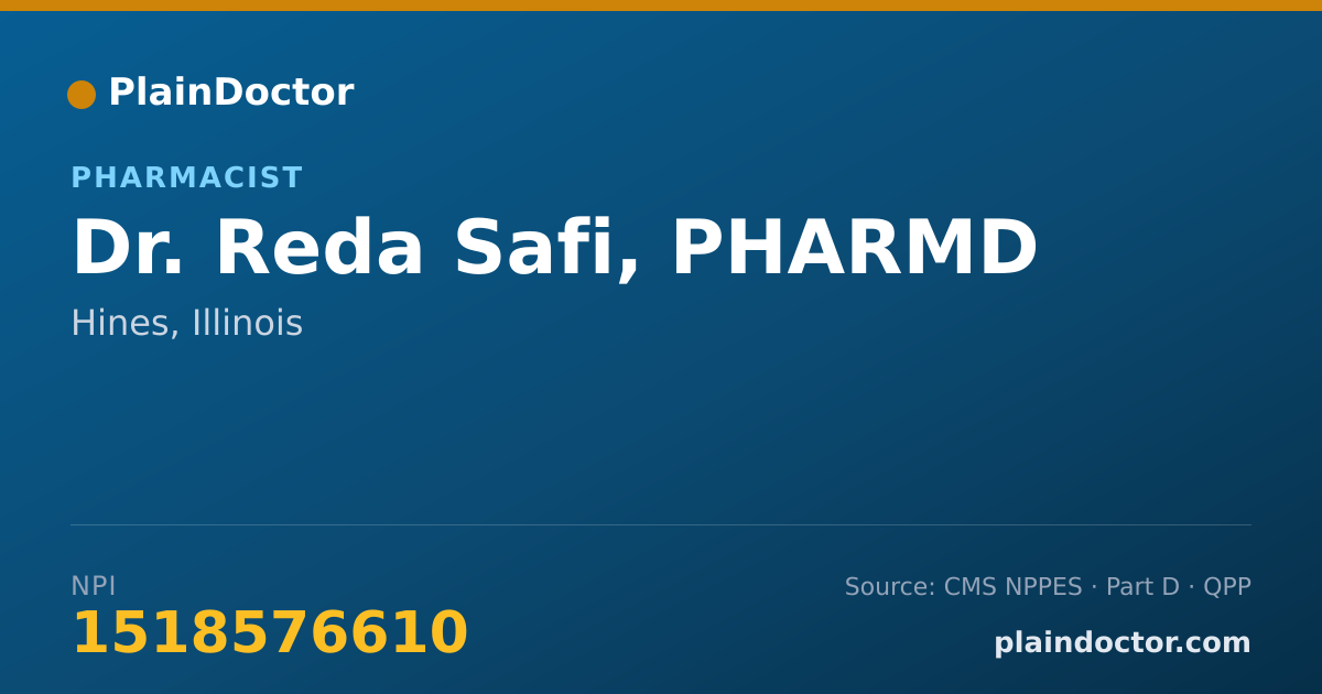 Shareable card for Reda Safi, PHARMD - Pharmacist, Hines, IL