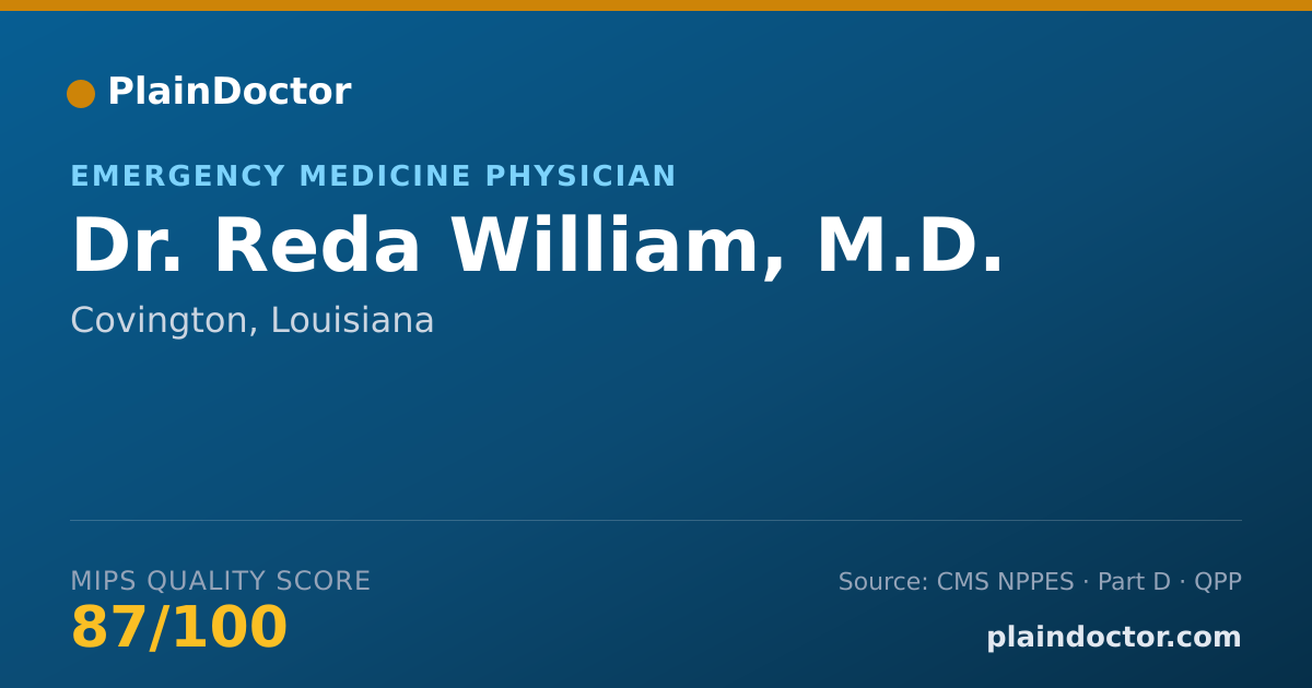 Shareable card for Reda William, M.D. - Emergency Medicine Physician, Covington, LA