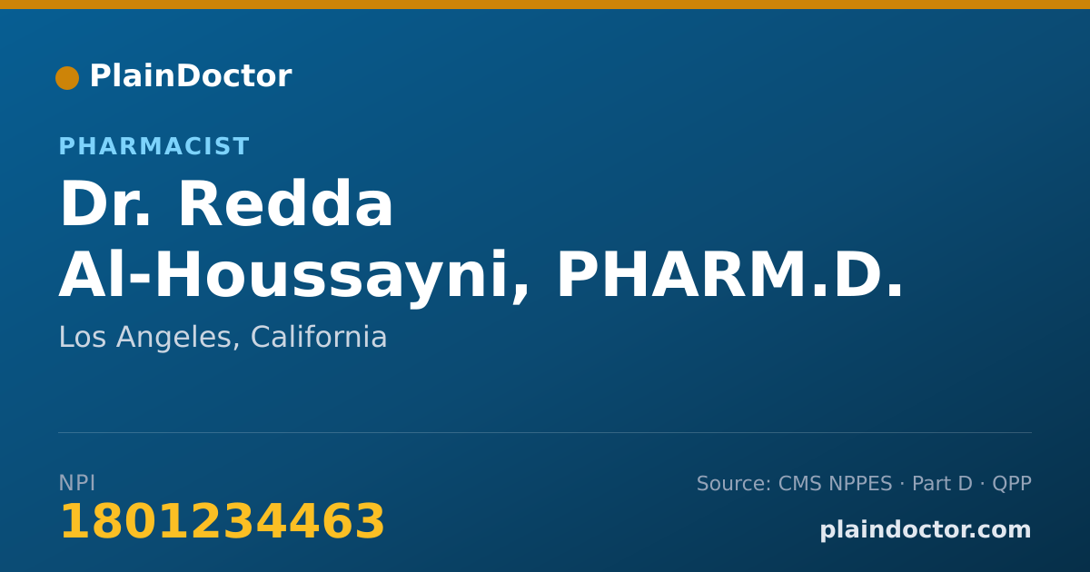 Shareable card for Redda Al-Houssayni, PHARM.D. - Pharmacist, Los Angeles, CA