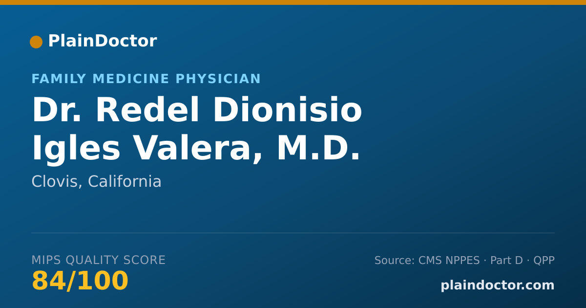 Shareable card for Redel Dionisio Igles Valera, M.D. - Family Medicine Physician, Clovis, CA