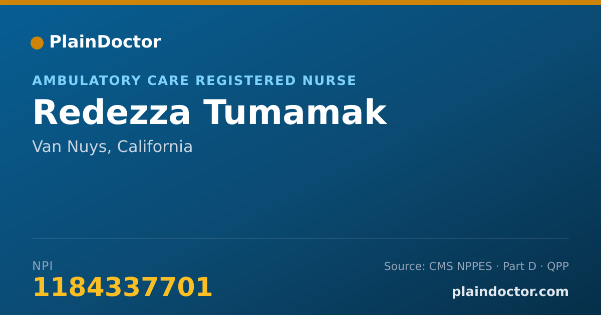 Shareable card for Redezza Tumamak - Ambulatory Care Registered Nurse, Van Nuys, CA