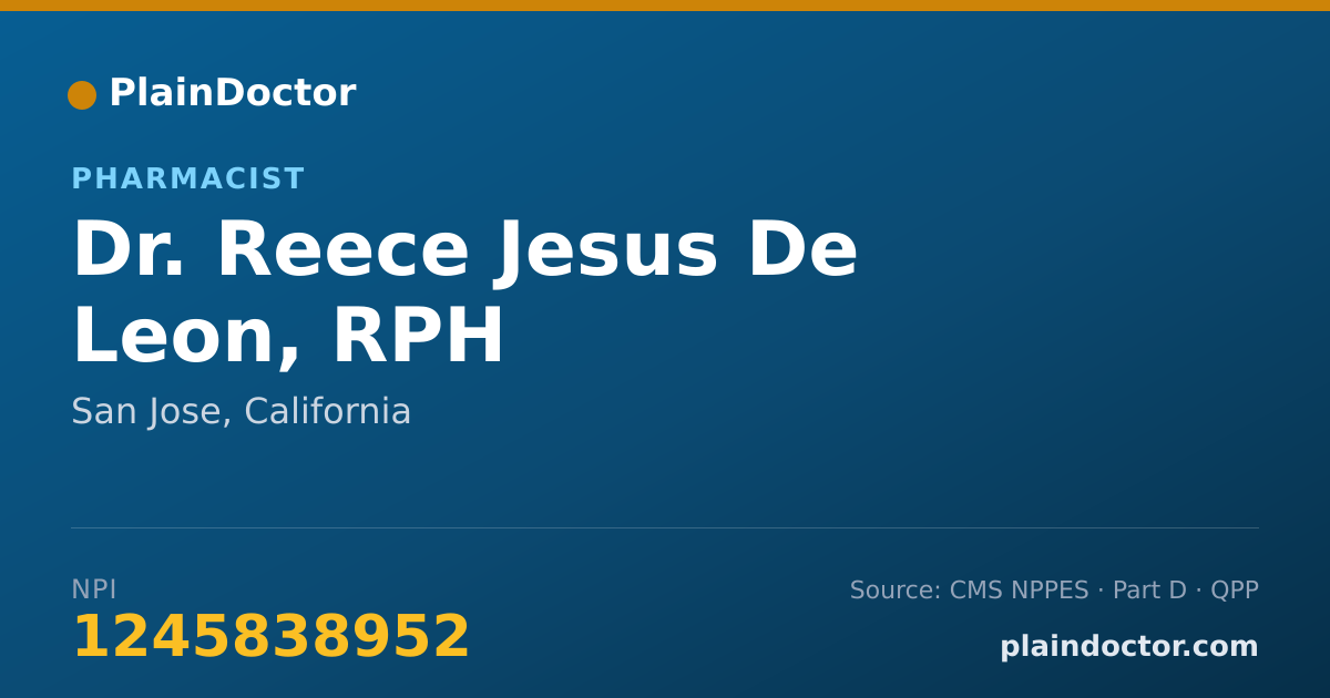 Shareable card for Reece Jesus De Leon, RPH - Pharmacist, San Jose, CA