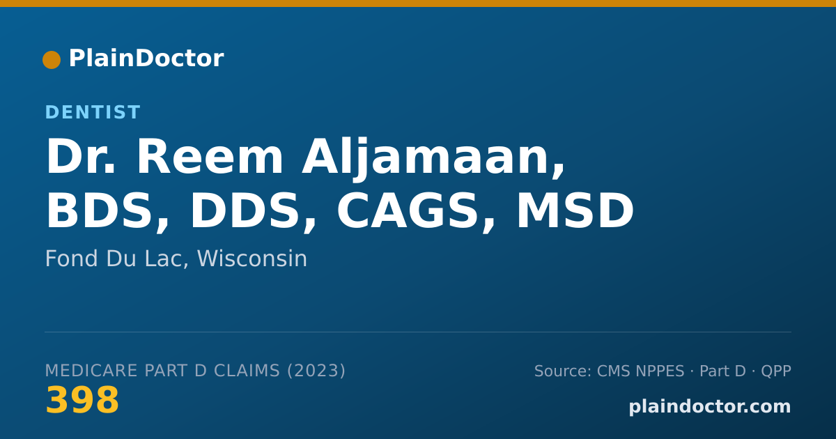 Shareable card for Reem Aljamaan, BDS, DDS, CAGS, MSD - Dentist, Fond Du Lac, WI