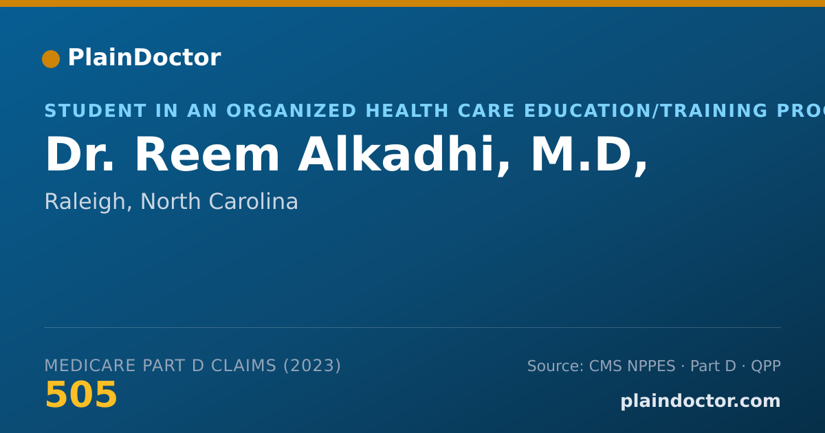 Shareable card for Reem Alkadhi, M.D, - Student in an Organized Health Care Education/Training Program, Raleigh, NC