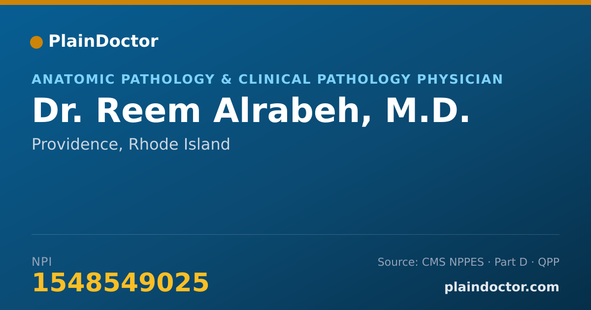 Shareable card for Reem Alrabeh, M.D. - Anatomic Pathology & Clinical Pathology Physician, Providence, RI
