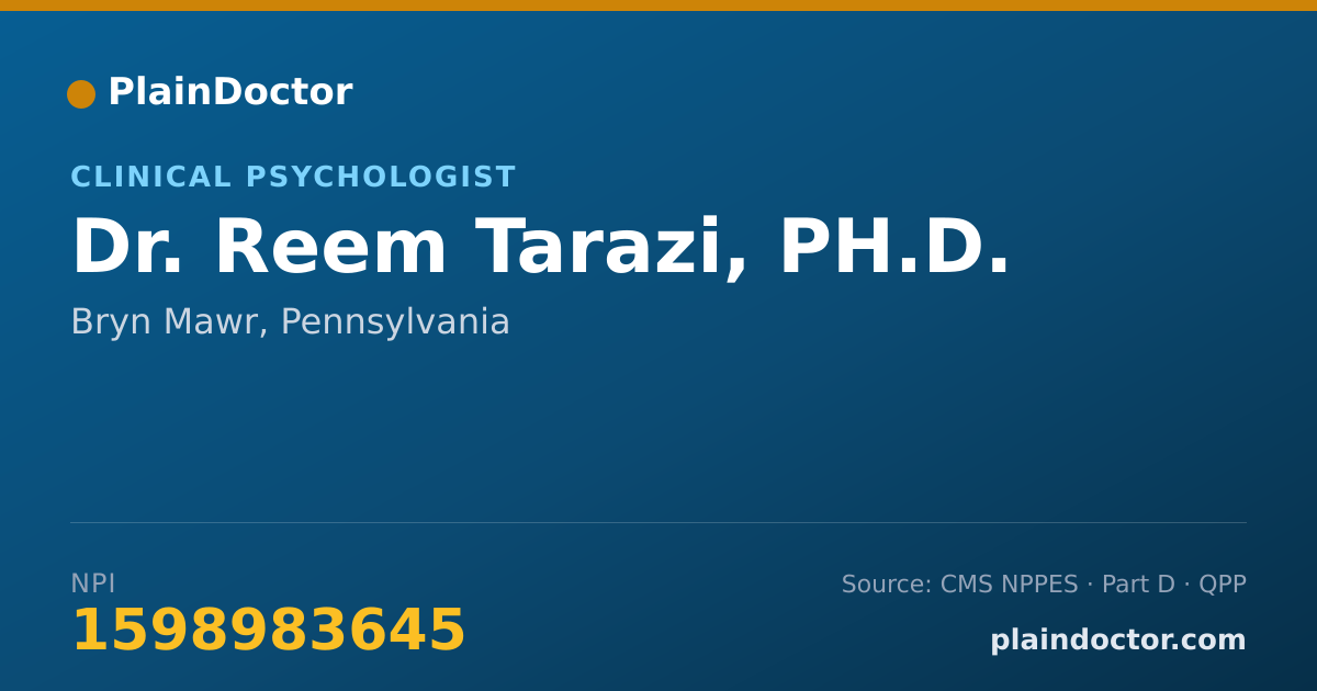 Shareable card for Reem Tarazi, PH.D. - Clinical Psychologist, Bryn Mawr, PA