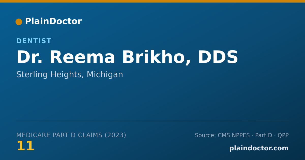 Shareable card for Reema Brikho, DDS - Dentist, Sterling Heights, MI