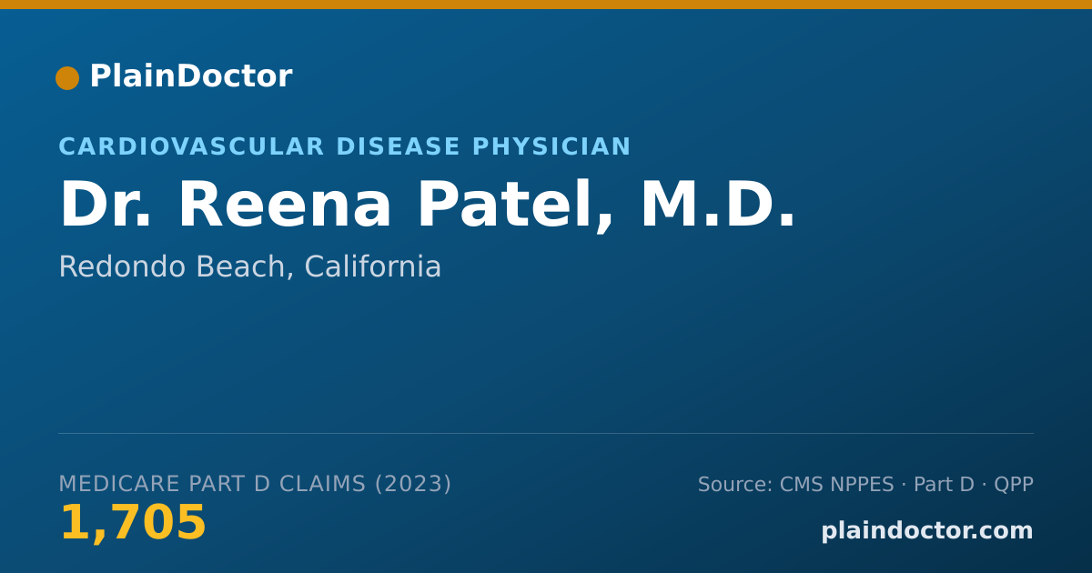 Shareable card for Reena Patel, M.D. - Cardiovascular Disease Physician, Redondo Beach, CA