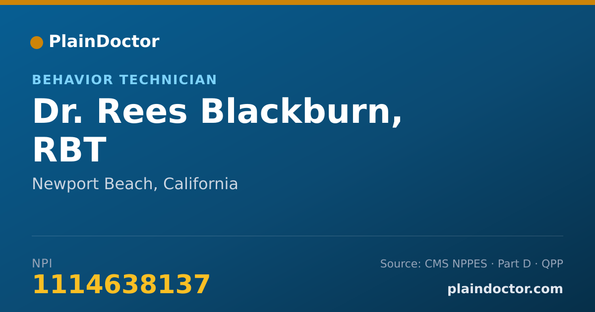 Shareable card for Rees Blackburn, RBT - Behavior Technician, Newport Beach, CA