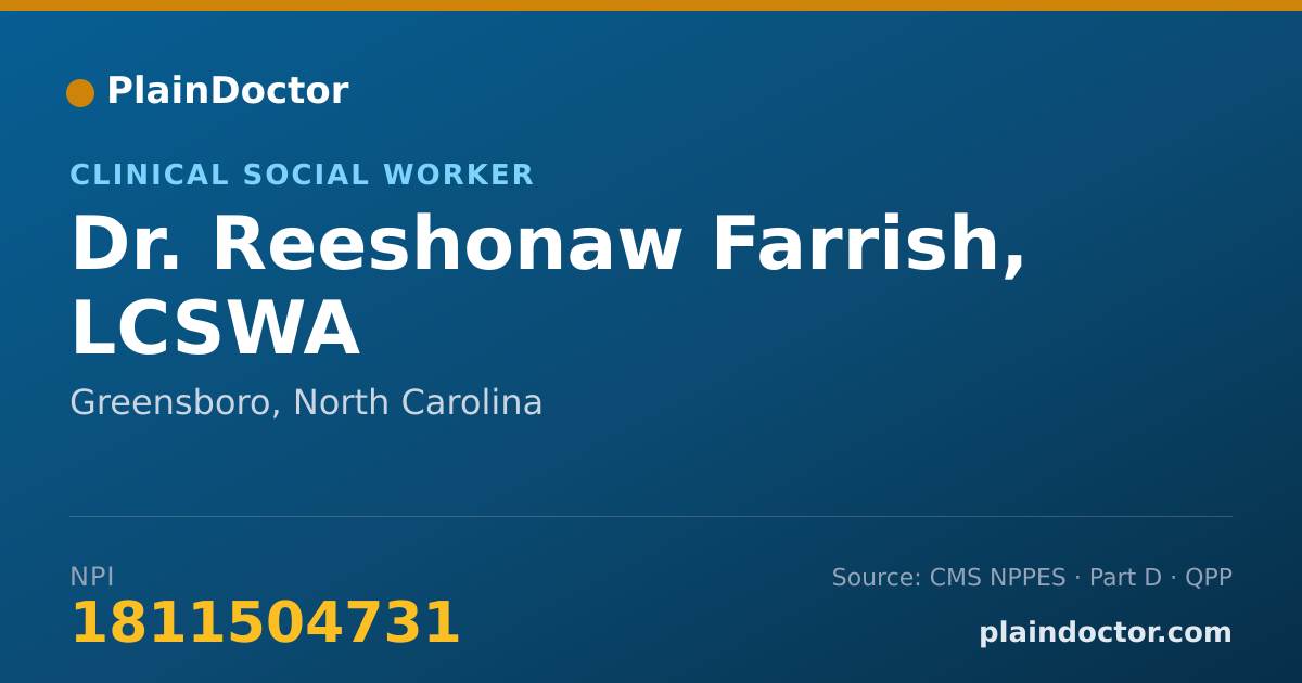 Shareable card for Reeshonaw Farrish, LCSWA - Clinical Social Worker, Greensboro, NC