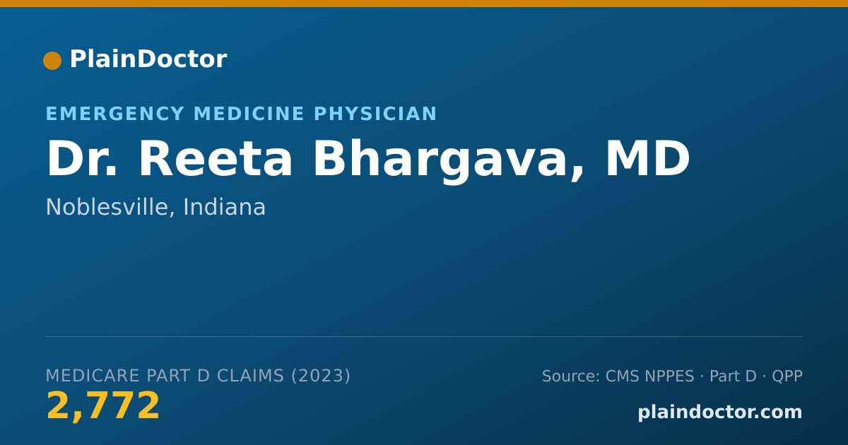 Shareable card for Reeta Bhargava, MD - Emergency Medicine Physician, Noblesville, IN