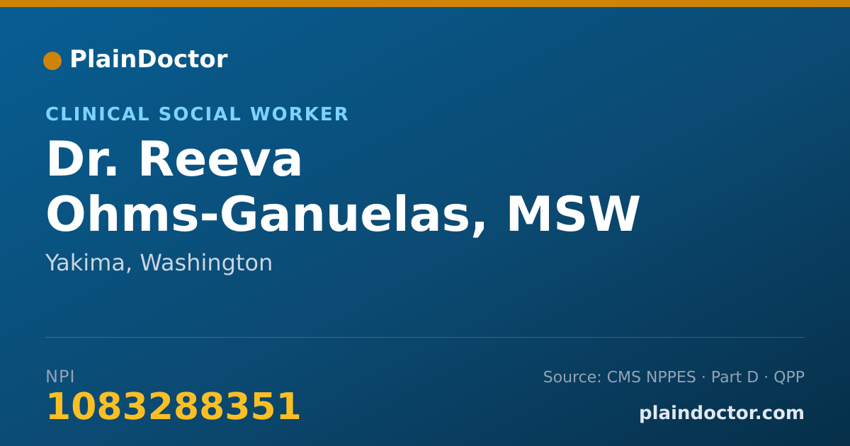 Shareable card for Reeva Ohms-Ganuelas, MSW - Clinical Social Worker, Yakima, WA