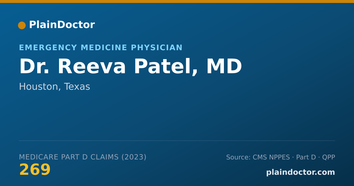 Shareable card for Reeva Patel, MD - Emergency Medicine Physician, Houston, TX