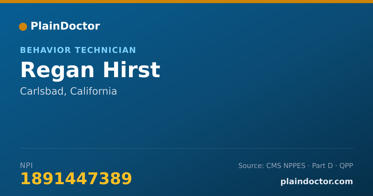 Shareable card for Regan Hirst - Behavior Technician, Carlsbad, CA