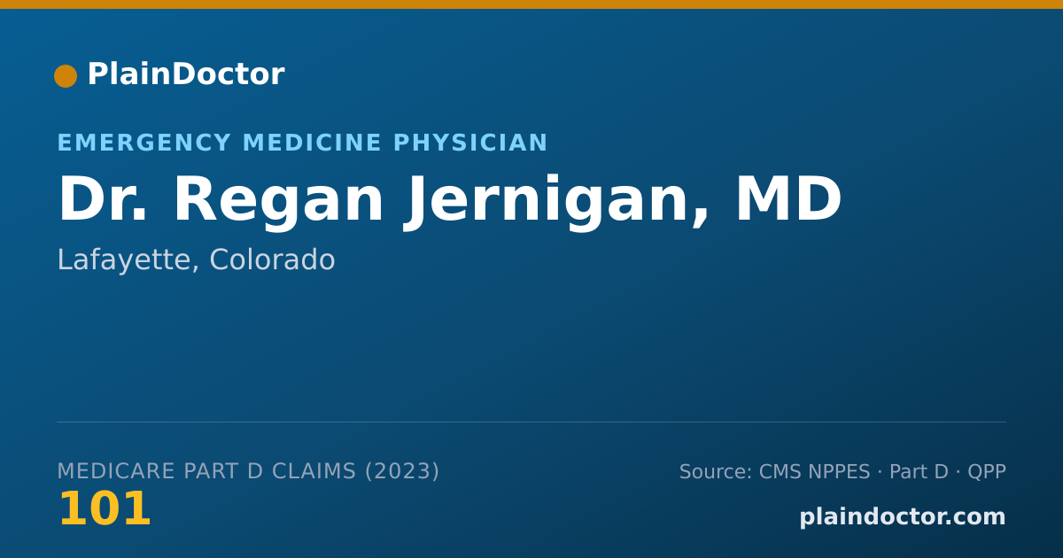Shareable card for Regan Jernigan, MD - Emergency Medicine Physician, Lafayette, CO