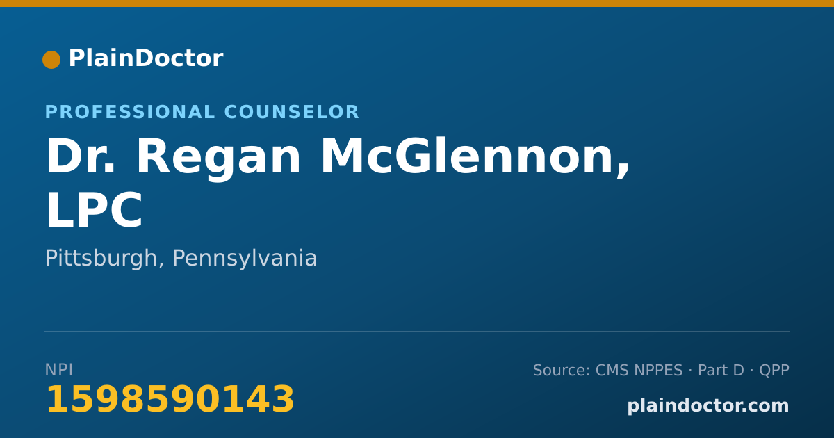 Shareable card for Regan McGlennon, LPC - Professional Counselor, Pittsburgh, PA