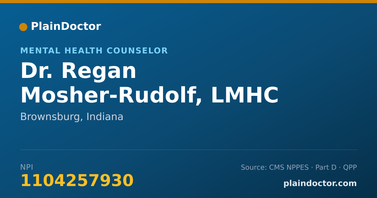 Shareable card for Regan Mosher-Rudolf, LMHC - Mental Health Counselor, Brownsburg, IN