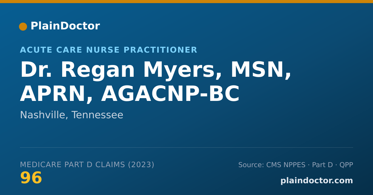 Shareable card for Regan Myers, MSN, APRN, AGACNP-BC - Acute Care Nurse Practitioner, Nashville, TN
