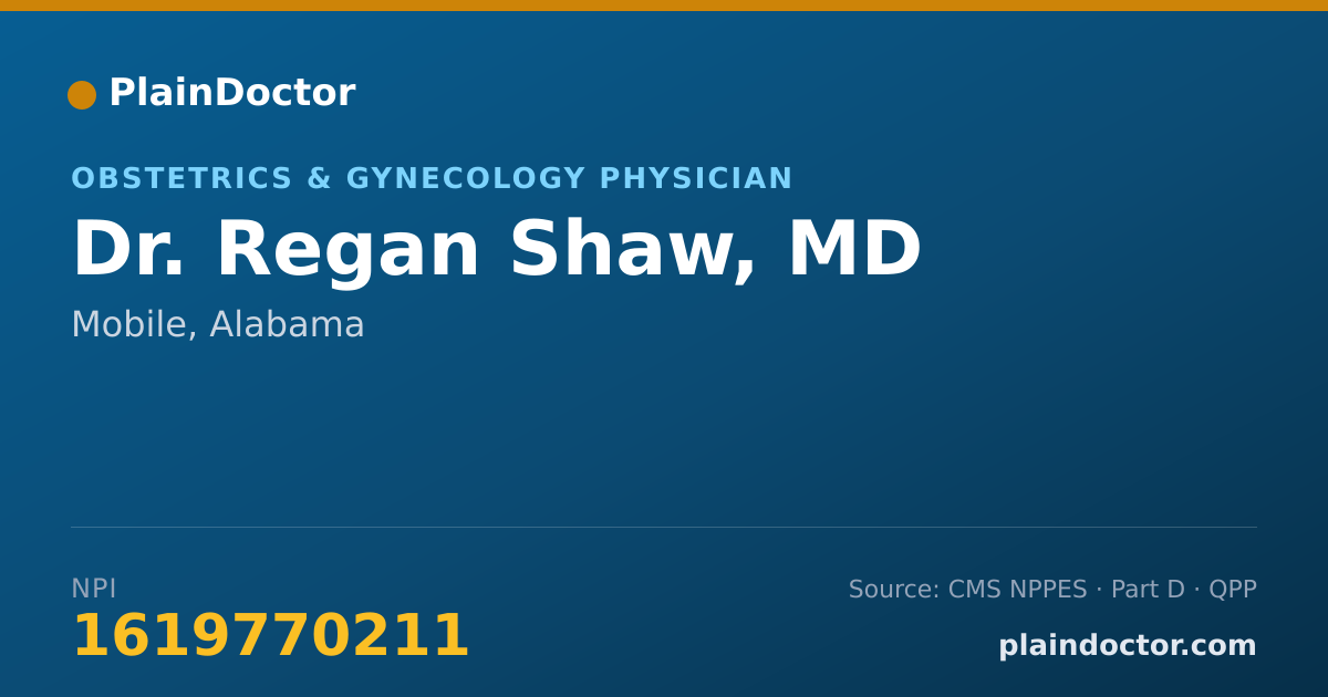 Shareable card for Regan Shaw, MD - Obstetrics & Gynecology Physician, Mobile, AL