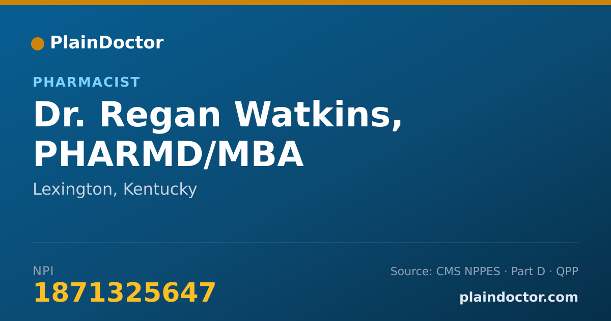 Shareable card for Regan Watkins, PHARMD/MBA - Pharmacist, Lexington, KY