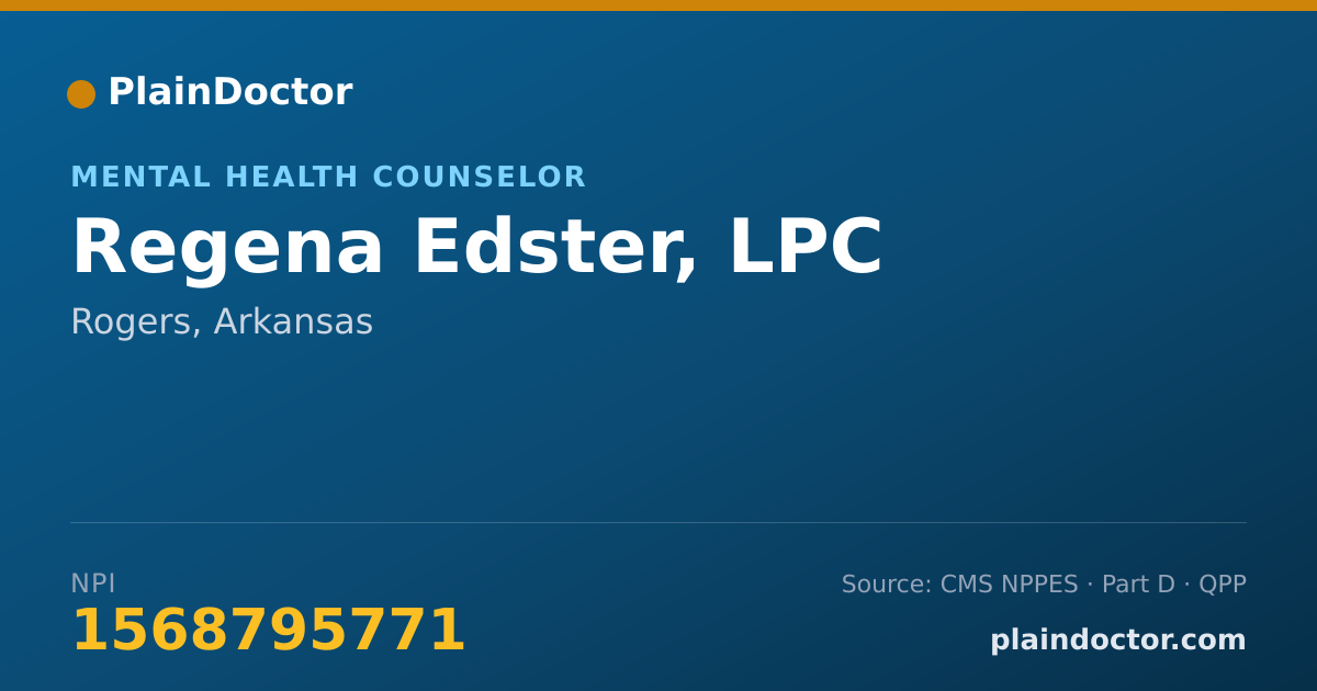 Shareable card for Regena Edster, LPC - Mental Health Counselor, Rogers, AR