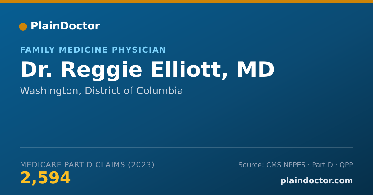 Shareable card for Reggie Elliott, MD - Family Medicine Physician, Washington, DC