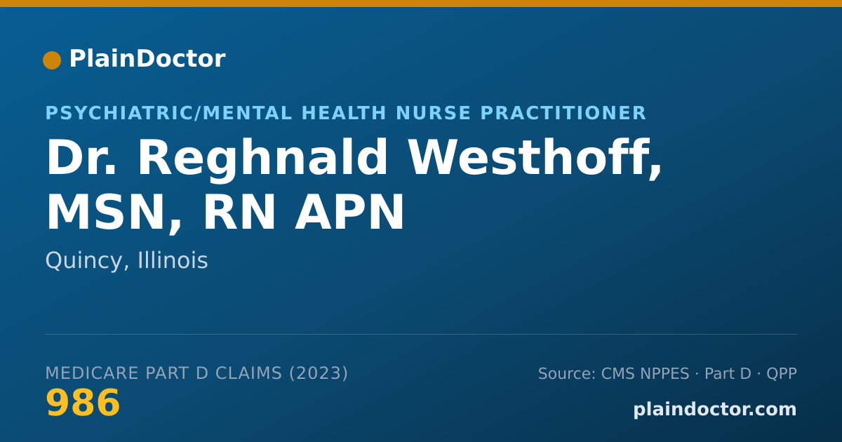 Shareable card for Reghnald Westhoff, MSN, RN APN - Psychiatric/Mental Health Nurse Practitioner, Quincy, IL