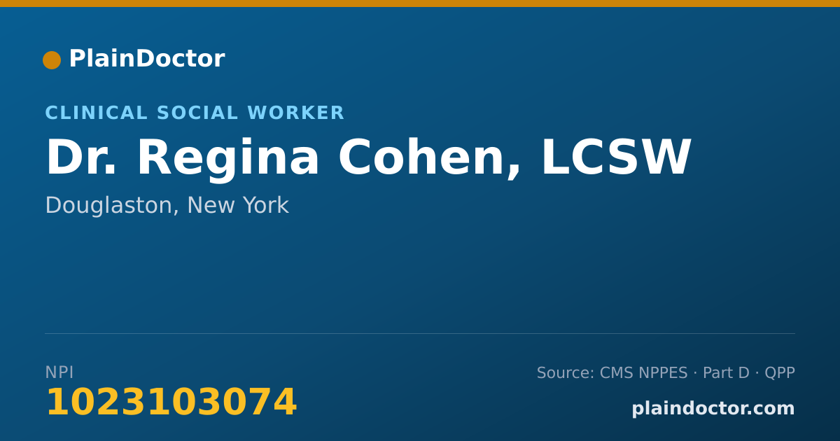 Shareable card for Regina Cohen, LCSW - Clinical Social Worker, Douglaston, NY