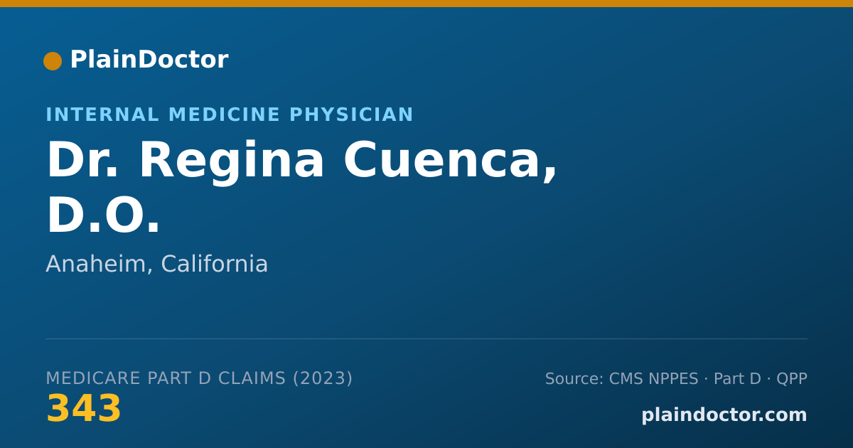 Shareable card for Regina Cuenca, D.O. - Internal Medicine Physician, Anaheim, CA