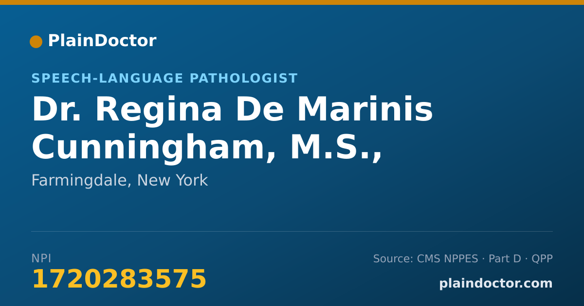 Shareable card for Regina De Marinis Cunningham, M.S., CCC-SLP - Speech-Language Pathologist, Farmingdale, NY