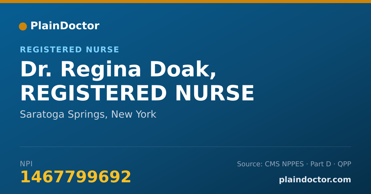 Shareable card for Regina Doak, REGISTERED NURSE - Registered Nurse, Saratoga Springs, NY