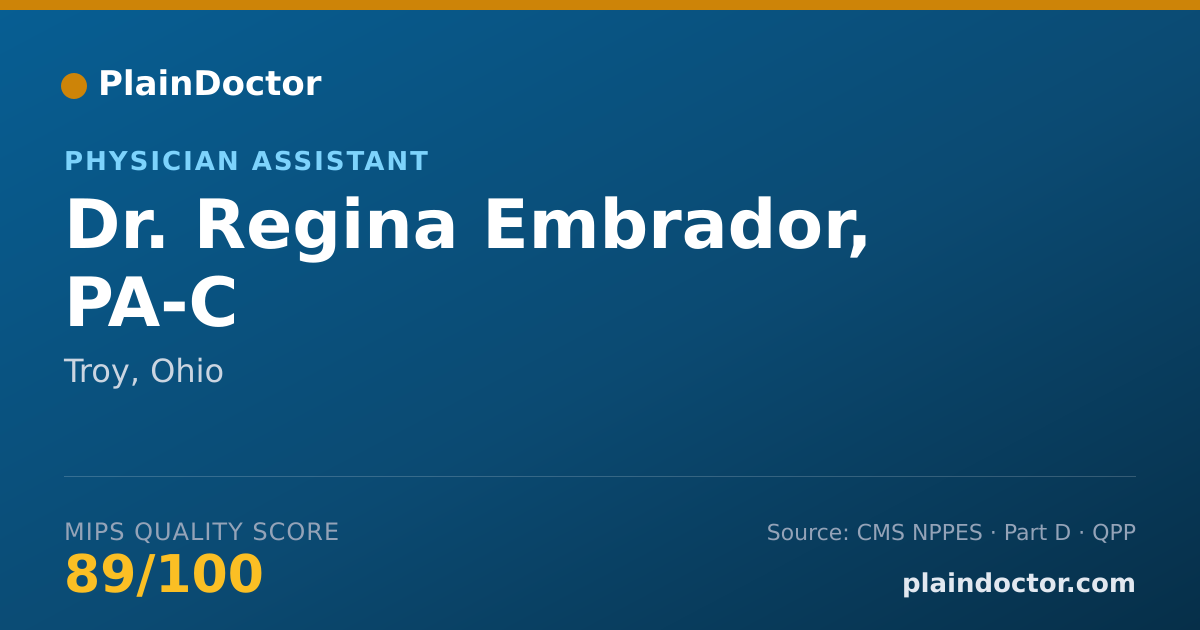 Shareable card for Regina Embrador, PA-C - Physician Assistant, Troy, OH