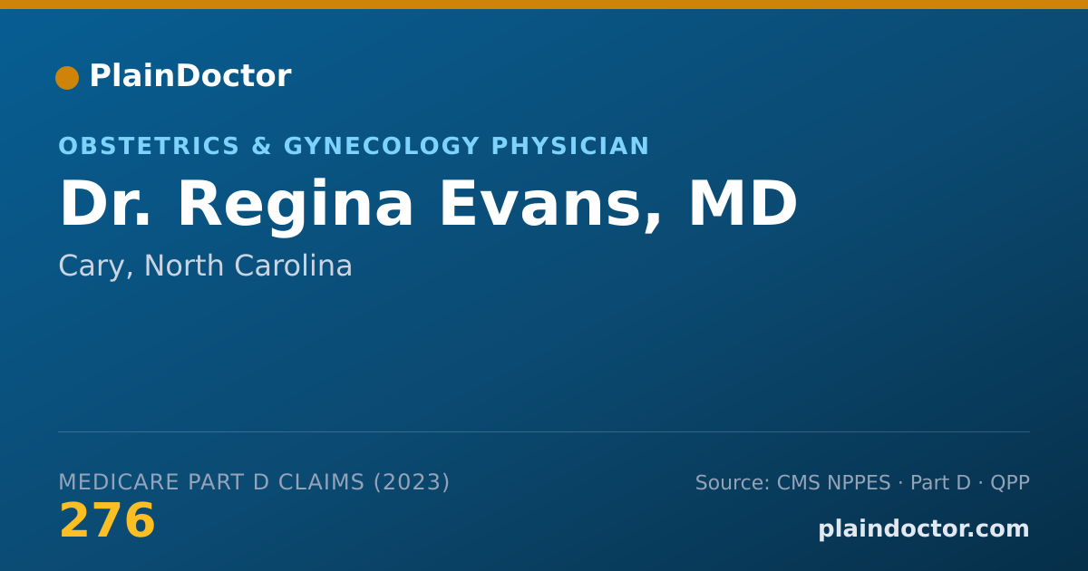 Shareable card for Regina Evans, MD - Obstetrics & Gynecology Physician, Cary, NC