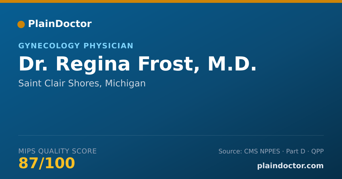 Shareable card for Regina Frost, M.D. - Gynecology Physician, Saint Clair Shores, MI