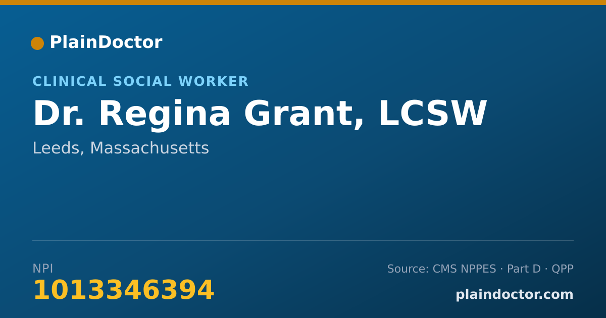 Shareable card for Regina Grant, LCSW - Clinical Social Worker, Leeds, MA