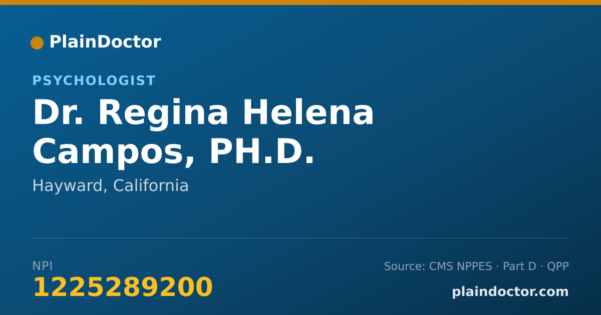 Shareable card for Regina Helena Campos, PH.D. - Psychologist, Hayward, CA