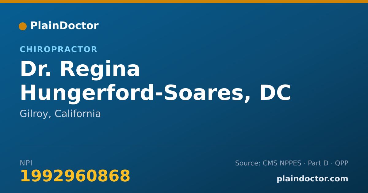 Shareable card for Regina Hungerford-Soares, DC - Chiropractor, Gilroy, CA